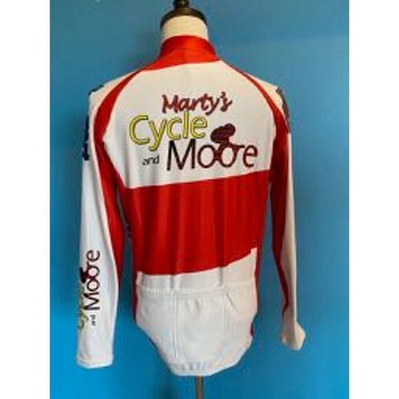 CANARI Cycling Bike Jacket Competition Advertising Sponsors Zipper 3 Pockets L M - Picture 5 of 13